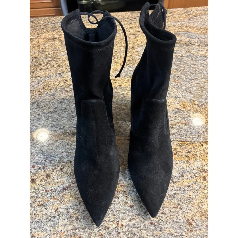 Stuart Weitzman Avenue 85 City Block Suede Boots Black‎ 11.5 Fits like 11